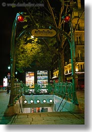 entrance, europe, france, metro, nite, paris, saint germaine, vertical, photograph