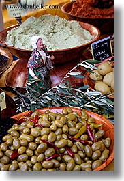 aix en provence, europe, figurines, foods, france, olives, provence, vertical, photograph