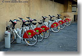 aix en provence, bicycles, colors, europe, france, hello, horizontal, provence, red, photograph