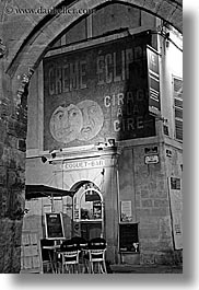 aix en provence, arts, black and white, creme, eclipse, europe, france, murals, nite, paintings, provence, signs, slow exposure, vertical, photograph