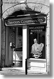 aix en provence, black and white, bread, europe, france, provence, shops, stores, vertical, photograph