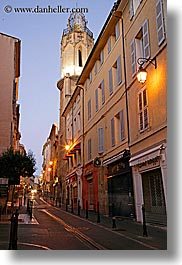 aix en provence, dim, dusk, europe, france, illuminated, long exposure, narrow streets, provence, streets, vertical, photograph