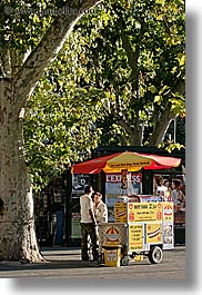 aix en provence, europe, foods, france, hot dog, provence, stands, streets, umbrellas, vertical, photograph