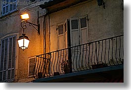 aix en provence, balconies, europe, france, horizontal, lamp posts, lamps, provence, railing, windows, photograph
