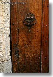 bargeme, browns, colors, doors, europe, france, knockers, provence, vertical, photograph