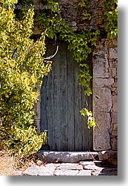 bargeme, doors, europe, france, hangings, ivy, nature, over, plants, provence, trees, vertical, photograph