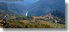 castellane, europe, france, hikers, hilltop, horizontal, panoramic, provence, scenics, towns, photograph