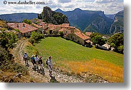 castellane, europe, france, hikers, hilltop, horizontal, provence, scenics, towns, photograph