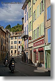 castellane, colorful, colors, europe, france, motorcycles, provence, towns, vertical, photograph