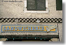 castellane, europe, france, horizontal, provence, sandiwich, shops, signs, towns, photograph