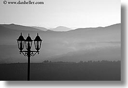 black and white, castles, chateau trigance, dawn, europe, france, horizontal, lamps, nature, provence, scenics, photograph