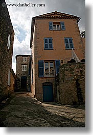 buildings, europe, fayence, france, narrow, provence, streets, vertical, photograph