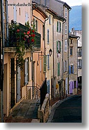 buildings, colorful, europe, fayence, france, provence, vertical, photograph