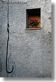 europe, fayence, flowers, france, hooked, provence, vertical, wires, photograph