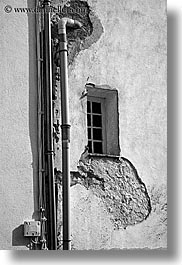 concrete, europe, fayence, france, pipes, provence, vertical, windows, photograph