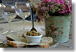 bread, colors, europe, flowers, foods, france, horizontal, olives, pink, provence, photograph
