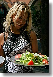 blonds, emotions, europe, france, grasse, happy, laugh, people, provence, salad, serving, sexy, vertical, womens, photograph