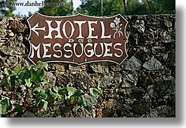 europe, france, horizontal, hotel des messugues, hotels, messugues, provence, signs, photograph