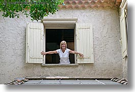 europe, france, horizontal, hotel des messugues, opening, provence, windows, womens, photograph