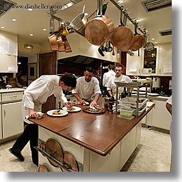 bastide moustiers, busy, cooks, europe, france, kitchen, men, moustiers, people, provence, rooms, square format, st marie, photograph