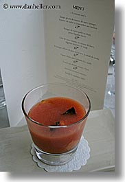 bastide moustiers, drinks, europe, foods, france, menu, moustiers, provence, soup, st marie, tomatoes, vertical, photograph