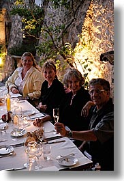 bastide moustiers, dining, dinner, dusk, europe, foods, france, moustiers, provence, st marie, tourists, vertical, photograph