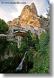 europe, france, mountains, moustiers, provence, restaurants, st marie, vertical, waterfalls, photograph