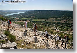activities, backpack, clothes, europe, france, hikers, hiking, horizontal, landscapes, moustiers, people, provence, scenics, st marie, photograph