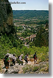 activities, backpack, clothes, europe, france, hikers, hiking, landscapes, moustiers, people, provence, scenics, st marie, vertical, photograph