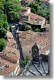 cobblestones, europe, france, materials, men, moustiers, overlook, people, provence, scenics, st marie, towns, vertical, photograph
