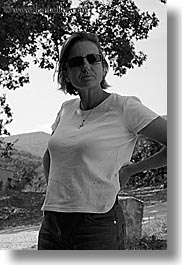 black and white, clothes, europe, france, irises, people, provence, seillans, sunglasses, valley, vertical, womens, photograph