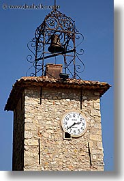 bell towers, clocks, europe, france, provence, seillans, vertical, photograph
