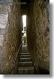 archways, europe, france, materials, narrow, provence, st paul, stairs, stones, structures, tunnel, vertical, very, photograph