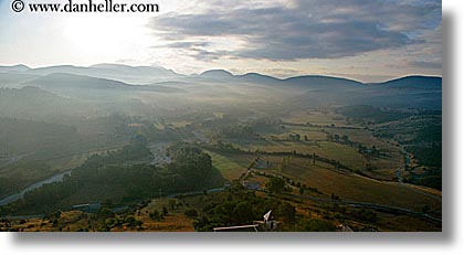 europe, fog, foggy, france, hills, horizontal, nature, panoramic, provence, scenics, towns, trigance, valley, photograph