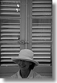 black and white, clothes, emotions, europe, france, groups, happy, hats, helanie, helanie howard greene, people, provence, vertical, womens, photograph