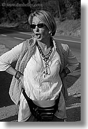 black and white, clothes, europe, france, groups, lisa, lisa halderman, people, provence, sunglasses, vertical, womens, photograph