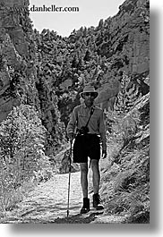 black and white, clothes, europe, france, frank, groups, hats, hikers, hiking, men, people, provence, senior citizen, sunglasses, sunny frank dicum, vertical, photograph