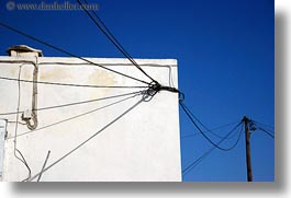 abstracts, amorgos, arts, blues, colors, europe, greece, horizontal, telephones, wires, photograph