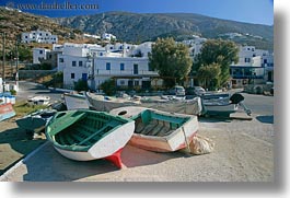 amorgos, boats, colorful, europe, greece, horizontal, towns, photograph
