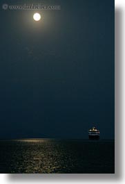 amorgos, boats, europe, ferry, full moon, greece, nature, nite, ocean, transportation, vertical, water, photograph