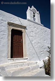 amorgos, bells, churches, doors, europe, greece, vertical, white wash, photograph