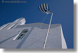 amorgos, churches, europe, flags, greece, greek, horizontal, white wash, photograph