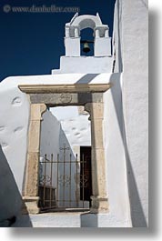 amorgos, bell towers, buildings, churches, doorways, europe, gates, greece, marble, structures, vertical, white wash, photograph