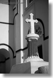 amorgos, black and white, churches, crosses, europe, greece, tholaria, vertical, white wash, photograph