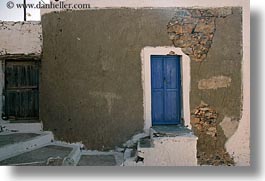 amorgos, blues, doors, doors & windows, europe, greece, horizontal, stones, walls, photograph