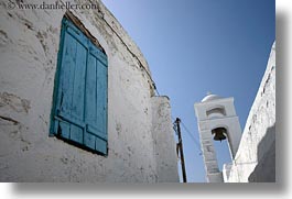 amorgos, bell towers, blues, doors & windows, europe, greece, horizontal, upview, white wash, windows, photograph