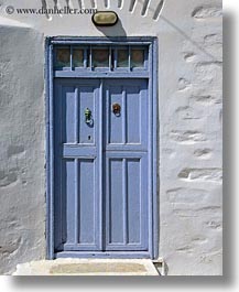 amorgos, bronze, doors, doors & windows, europe, greece, green, knockers, purple, vertical, white wash, photograph