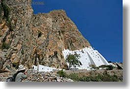 amorgos, cliffs, europe, greece, hiking, horizontal, hozoviotissa monastery, monastery, mountains, nature, white wash, photograph