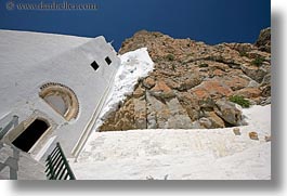 amorgos, cliffs, doors, europe, greece, horizontal, hozoviotissa monastery, monastery, mountains, nature, stairs, white wash, photograph