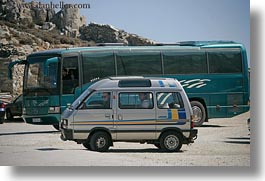 amorgos, big, bus, europe, greece, horizontal, little, vans, photograph